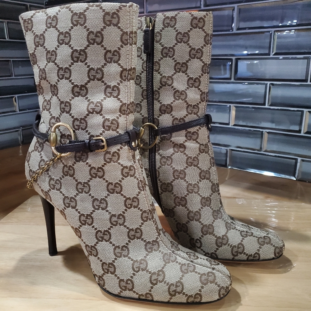 Gucci Monogram GG Logo Boots